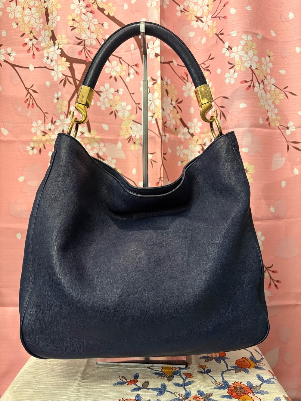 Saint Laurent Roady Hobo Bag Blue GHW Small